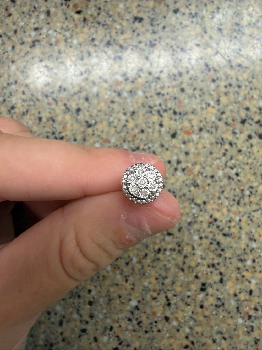 Sterling Silver Round Pavé CZ Stud Earring
